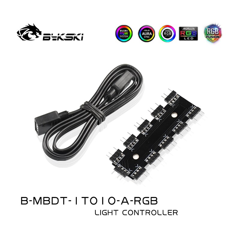 Bykski RGB /A-RGB Hub / RGB header extend 1 to 10 / For 4pin 12v RGB /3PIN 5V LED strip / RGB adapter