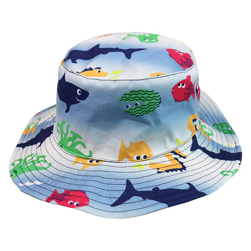 Rævmor s / m / l / xl størrelse sød udendørs havfisk print fiskekapsler spand hatte til børn drenge piger: B / Xl