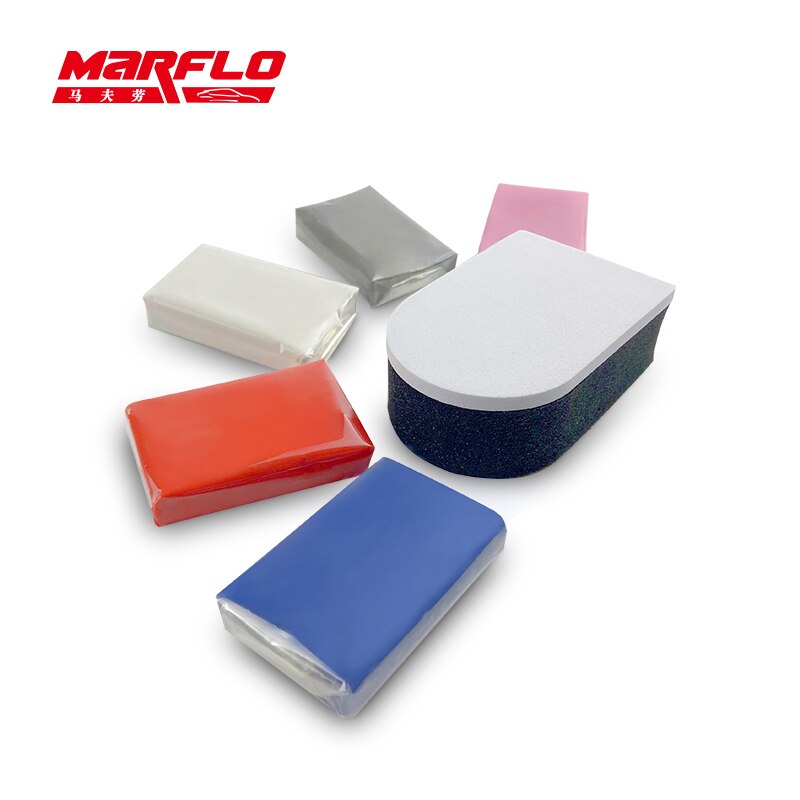 Marflo Magic Clay Bar 4 Stuks Met Spons Applicator Blauw Geel Auto Cleaning Clay Bar Auto Detailing Schoon Klei Door brilliatech