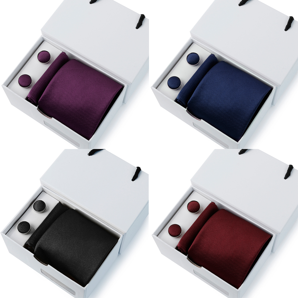 HUISHI männer 7,5 cm Krawatten einstellen Formale Luxus Bussiness Krawatte Krawatten Tasche Platz Manschettenknöpfe Weiß Kasten Hochzeit Für mann