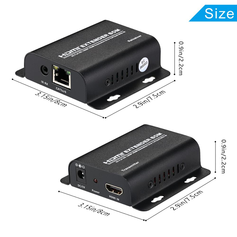 1080P 60m HDMI Extender ripetitore HDMI su Cat 6 Cat 7 cavi Ethernet con funzione IR trasmettitore Rj45 TX/RX Extender