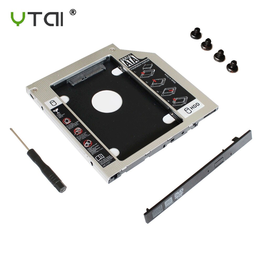 Aluminum Optibay 9.5mm SATA 3.0 2nd HDD Caddy SSD CD DVD Case Enclosure caddy Sledding for laptop 13" 15" 17" SuperDrive