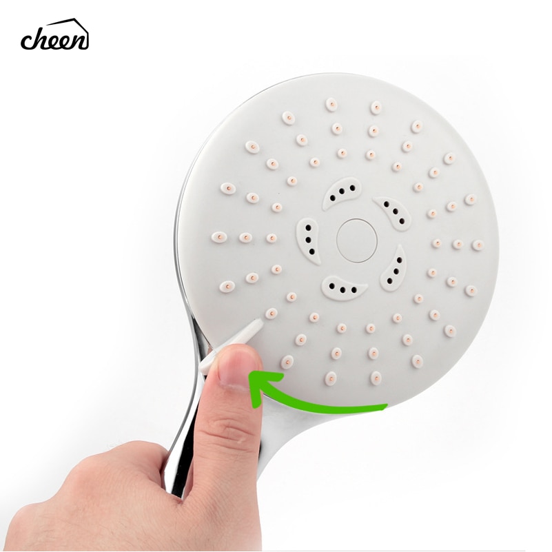 Cheen Hand Held Shower Head 3 Mode Durable ABS Plastic Nozzle Switch Button Spray Head Shower Self cleaning