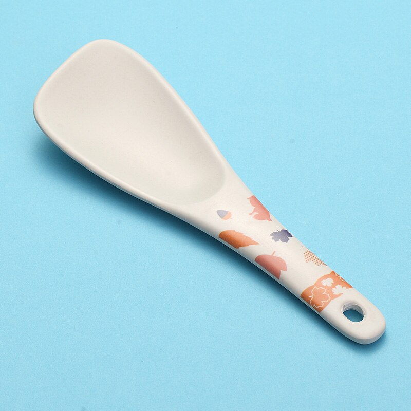 WORTHBUY Japanese Bamboo Rice Scoop Eco-Friendly Long Handle Rice Spoon With Cute Color Pattern Kitchen Meal Spoon Soup Ladle: Red