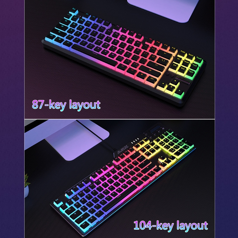 1Set Double Shot PBT Keycap 104 Keys Pudding Backlight Keycaps OEM Profile for RGB Mechanical Keyboard Black and White