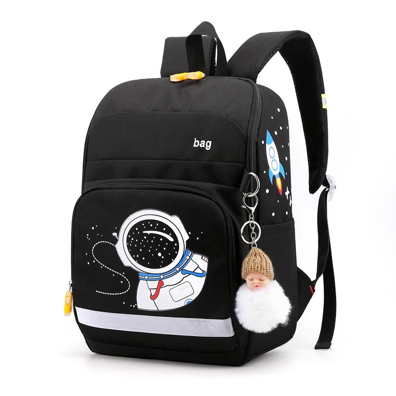 Rocket Patroon Kinderen School Rugzakken Voor Jongens En Meisjes Primaire Schooltassen Meisje Nylon Boekentas Kids Cartoon Rugzak Satchel: black