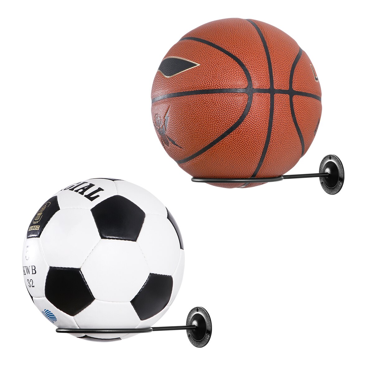 Clispeed 2 stk vægmonterede kugleholdere displayholdere til basketball fodbold fodbold volleyball træningsbold (sort)