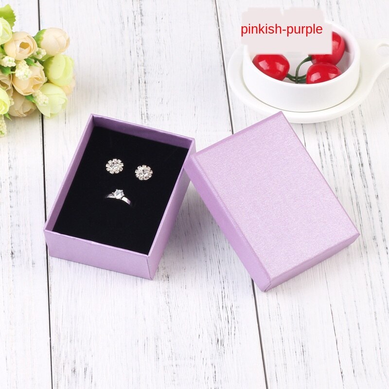 Vierkante Sieraden Doos 7X9X3cm Ketting Ring Box Voor Sieraden Multi Kleuren Sieraden Verpakking Geschenkdozen Oorbel Display Zwart Roze: pink purple