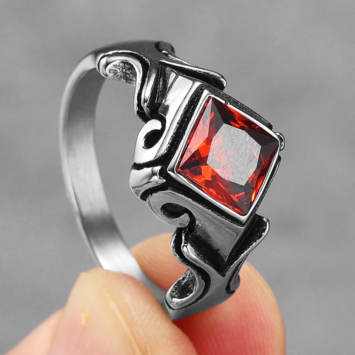 Bagues en acier inoxydable avec pierres précieuses multi-documents pour hommes et femmes, bijoux uniques, luxe, punk, accessoires, , ,