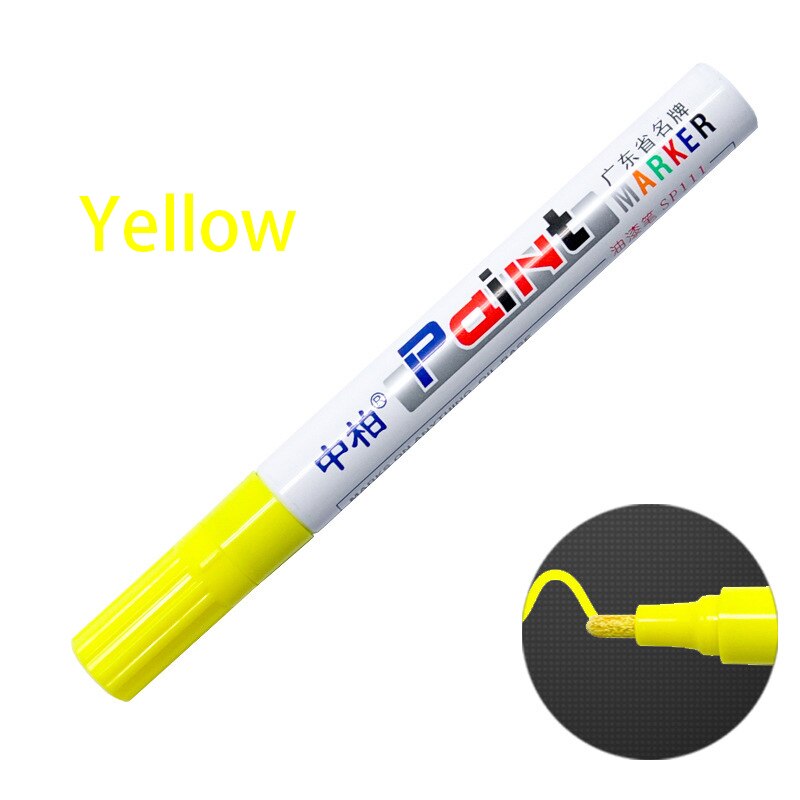 Verf Pennen Graffiti Verf Marker Metallic Permanente Marker Stof Marker Permanent Art Supplies Auto Rubber Tyre Poetsmiddelen: Yellow 1pes