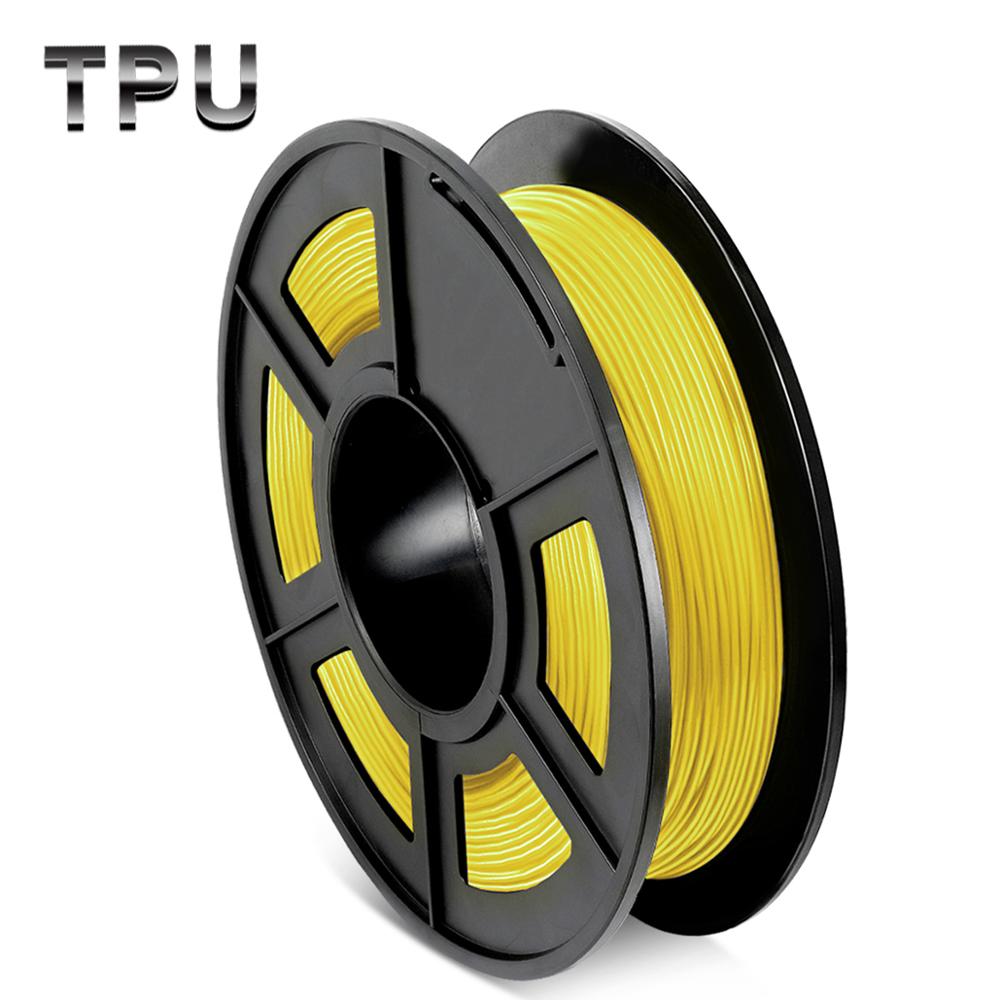 TPU 3D Printing Filament Black Flexible 1.75mm 0.5kg Filament Roll Plastic Filaments for 3D Printer Colorful Printing Material: TPU Yellow-0.5kg