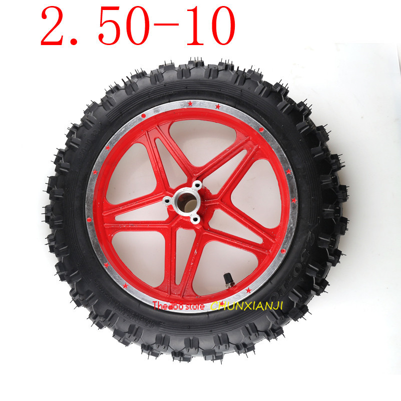Mini roues de moto tout-terrain de 10 pouces (10 pouces), 2.50-10 jantes avant ou arrière et pneus tout-terrain, Motocross, Mini motocyclette pour enfant