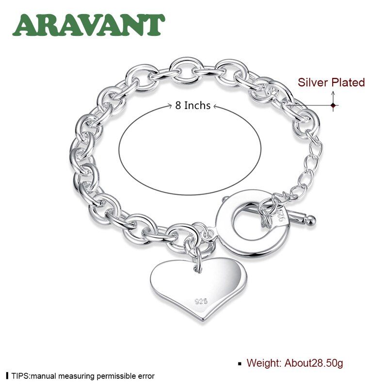 Donne Braccialetti in Argento 925 Chiusura alternare Braccialetto Del Cuore per Le Donne di Moda Gioielli in Argento 925