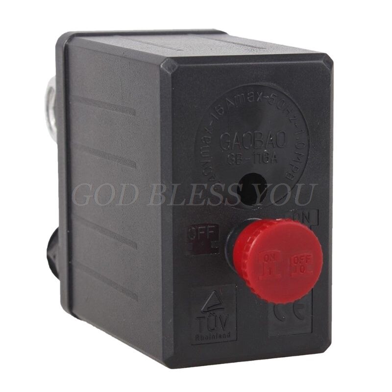 Heavy Duty Air Compressor Pressure Switch Control Valve 90 PSI -120 PSI Black