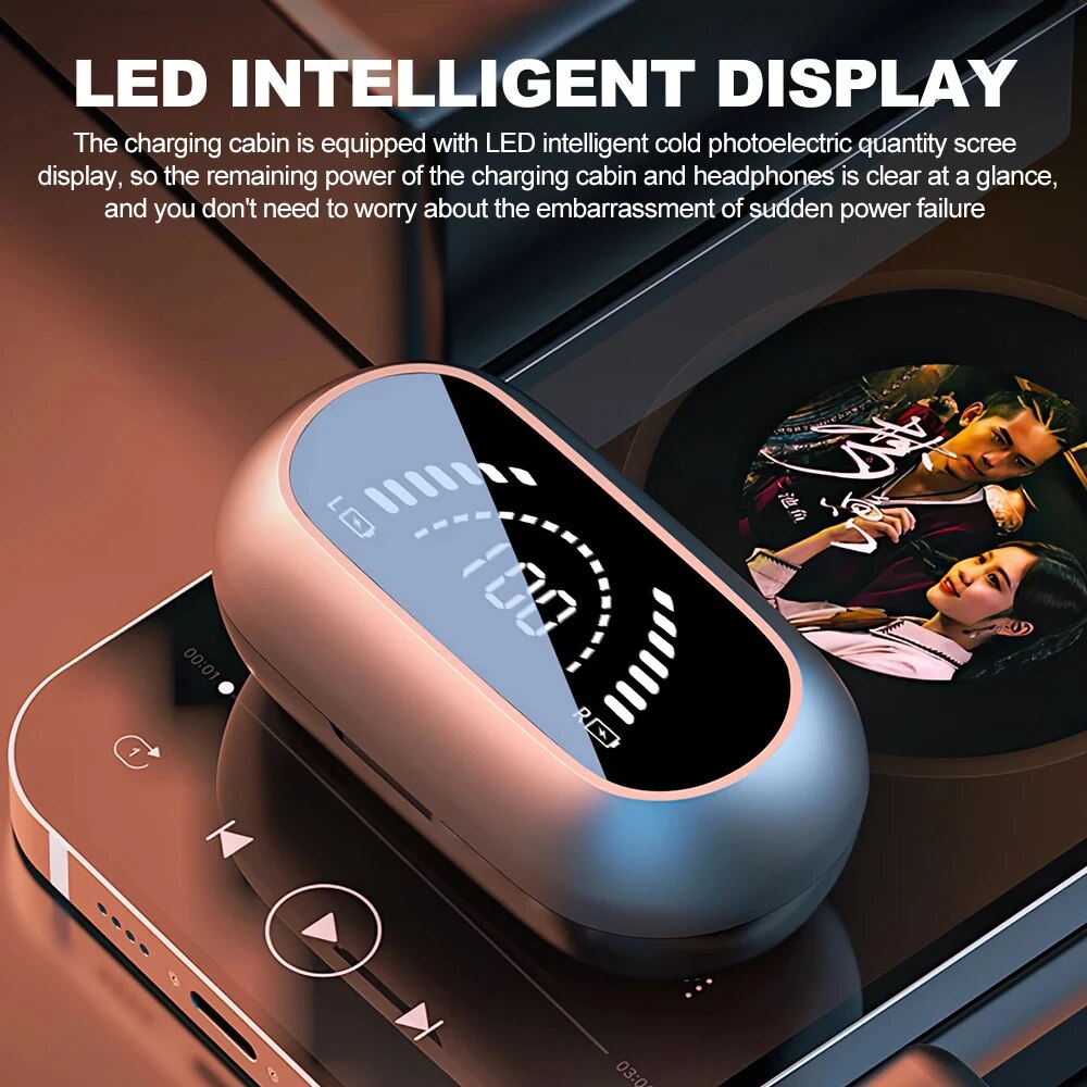 Auriculares inalámbricos S03 con Bluetooth 5,3, cascos deportivos con micrófono, gancho para la oreja, de alta potencia, con pantalla