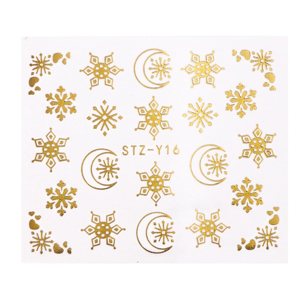 1 st guld silver jul nagelkonst klistermärken vinter snö blomma skjutreglage vatten dekaler för naglar manikyr verktyg lastz-ya -2: Stz -y16 guld
