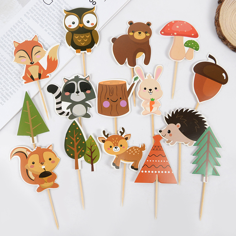 Décoration de gâteau animaux Safari, forêt renard Lion zèbre, décoration de Cupcake pour enfants, outils de décoration de gâteau pour fête de 1er anniversaire