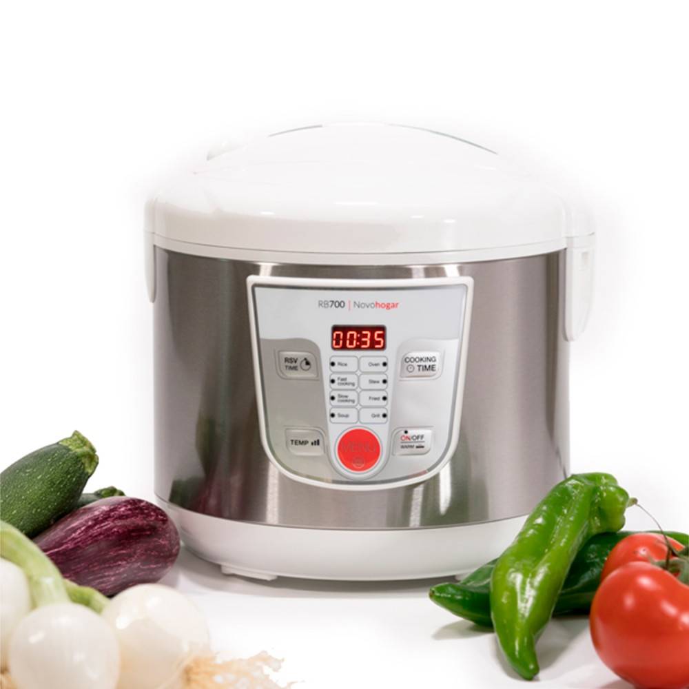 Robot de Cocina Multifunción RB700, Programable 24H. 5 Litros (10 Comensales). 8 Menús 8 Programas. Pantalla y Recetario