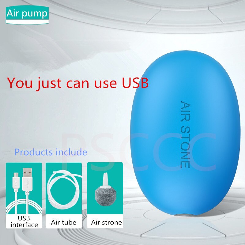 Silent Aquarium Air Pump Fish Tank Oxygen Air Compressor Aerator Aquarium Air Flow Maker Prump For Fish Marine Plant Tank: USB blue