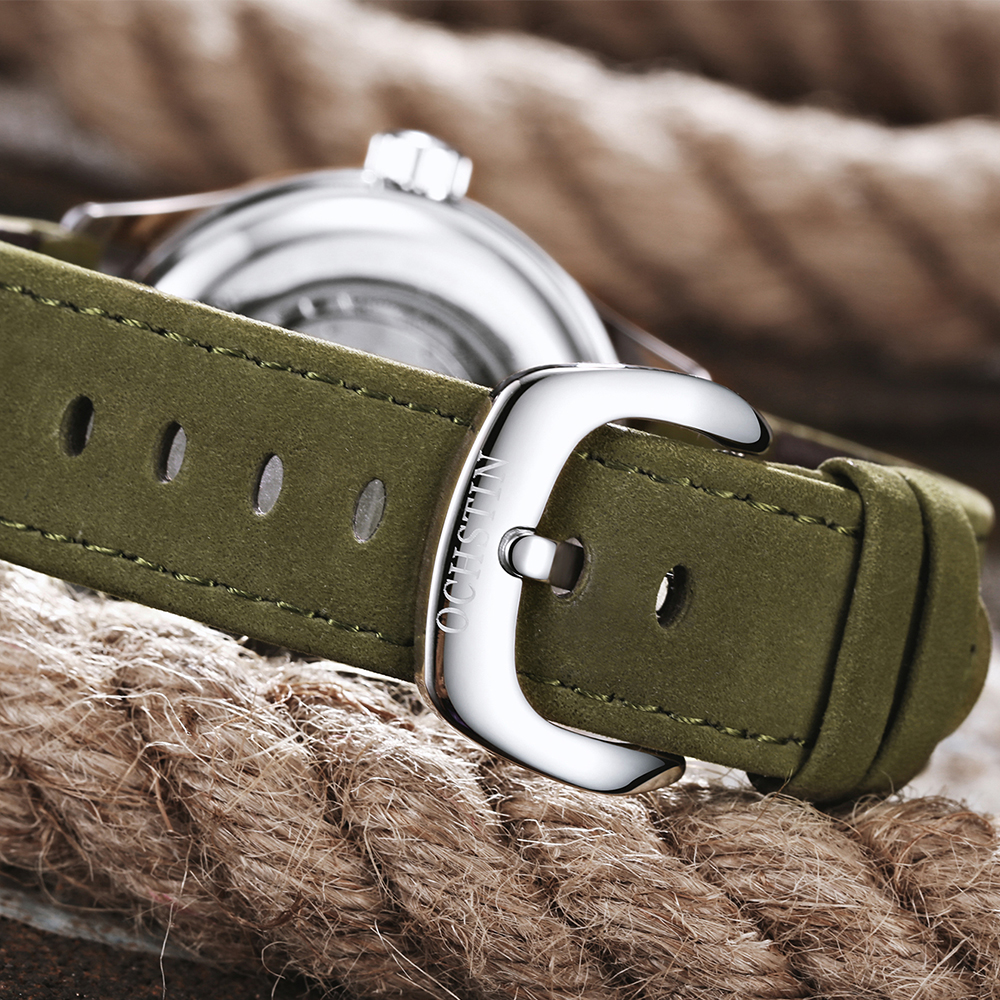 OCHSTIN Mann Mechanische Pilot Armbanduhren Luxus Selbst Wind Leder Mechaniker Männliche Uhr Auto Datum Relogio Masculino für Männer