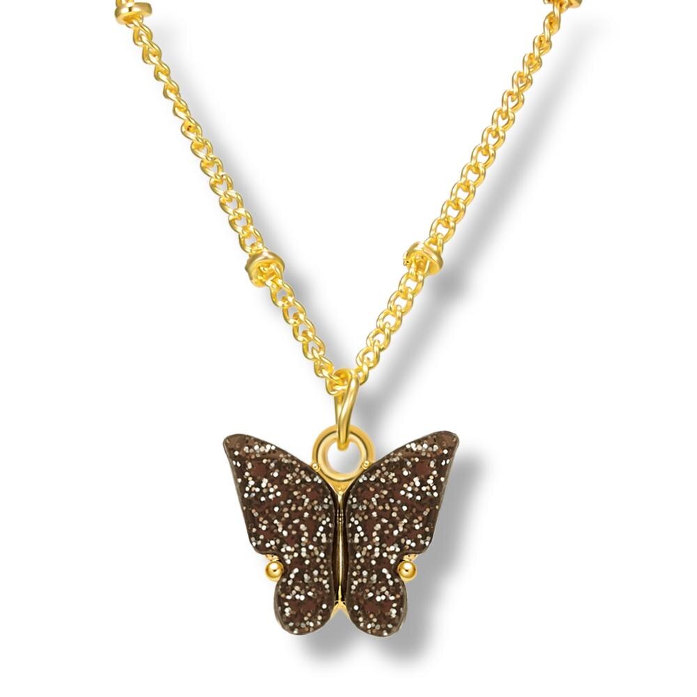 Cute Acrylic Butterfly Pendant Necklace for Women Party Statement Necklace Sweet Korean Necklace Jewelry: 5