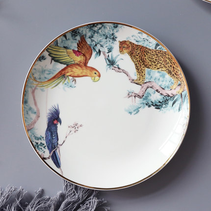 Fangqi – vaisselle en céramique en forme de forêt tropicale, squelette chinois, assiette à fruits, décoration en porcelaine pour la maison,: A-8 Inch Plate