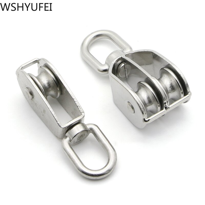 Stainless Steel Pulley M15 M20 M25 M32 M50 Single Wheel Swivel Transport Lifting Pulley Blocks Lifting Wheel Double pulley Tools