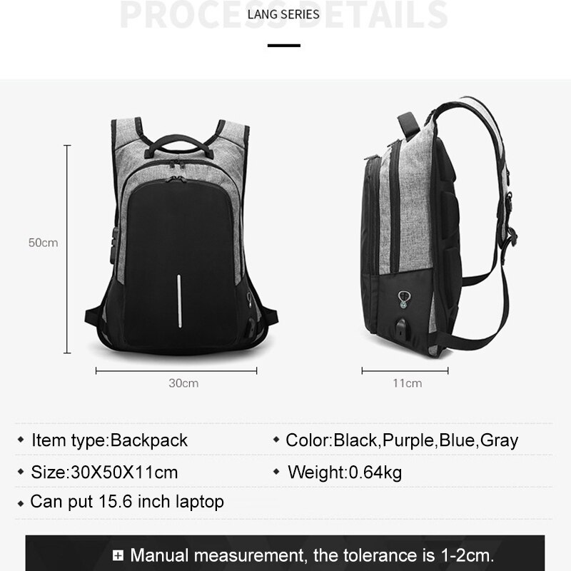 Mochila de de Casual hombres mochila antirrobo bolso de escuela adolescente niños bolsas de hombro hombre mochila