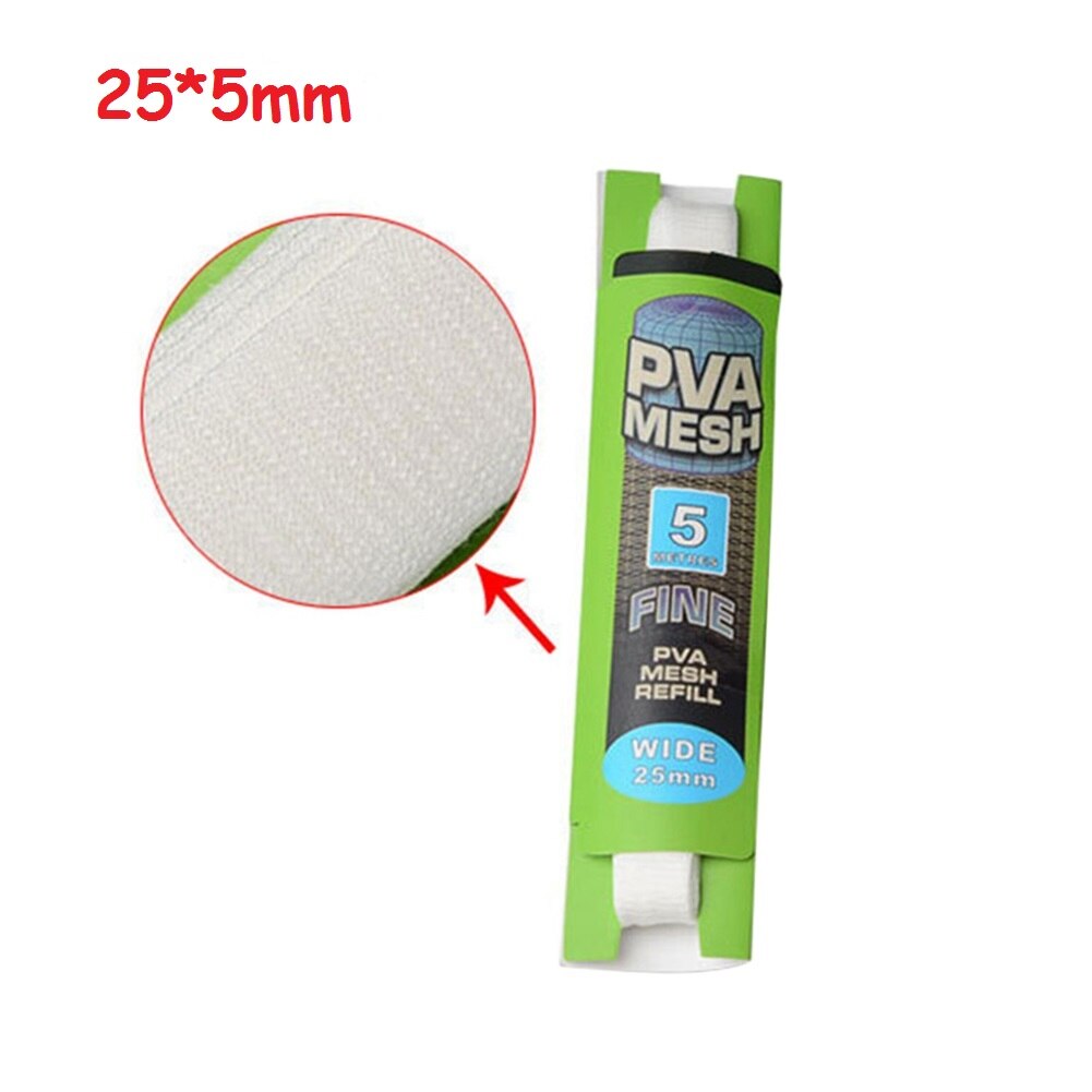5M PVA Soluble Narrow Fishing Network Refill Stocking Bait Bag Protect Fish Net Rig Hook Bait Feeder Fishing Lure: 25mm