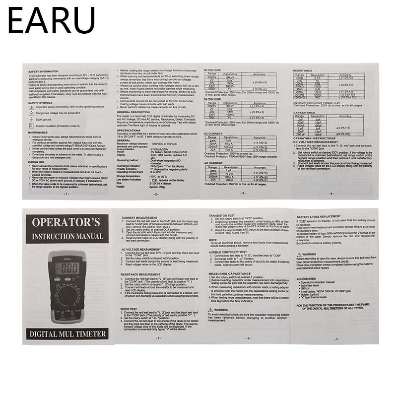 A830L LCD Digitale Multimeter DC AC Voltage Diode Freguency Multitester Volt Tester Test Stroom Voltmeter Ampèremeter Amper Gauge