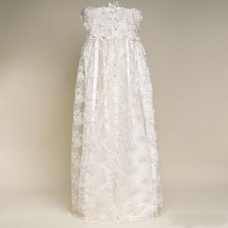 Happyplus Vintage Ivoor Floor Lengte Doop Jurken Voor Baby Meisjes Kant Doopsel Jassen Baby Kerk Dragen Kleding