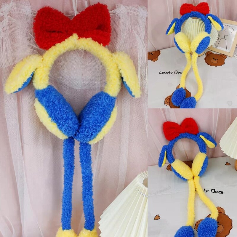 Fleece Ear Muffs Moving Rabbit Ears Earmuff Bunny Ear Muffs Jumping Rabbit Ear Hat Bow Knot Headband With Moving Ears