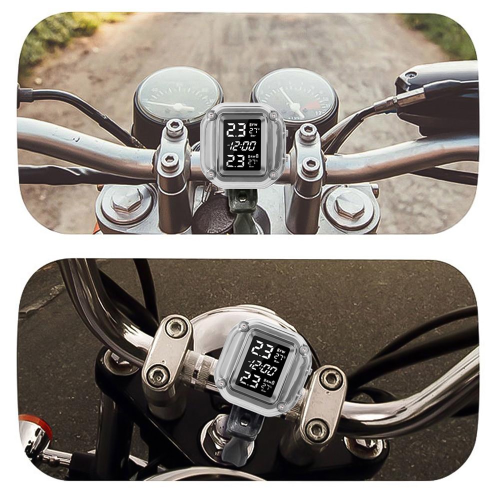 Lcd motorcykel tpms dæktryk monitor system med usb eksterne sensorer moto vandtæt trådløs alarm trykmåler