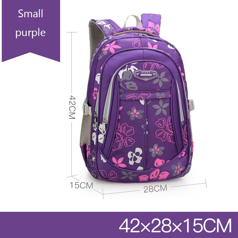 Grote schooltas voor kinderen, schattige schoolrugzak voor studenten, bedrukte waterdichte rugzak voor basisschoolboeken voor tienermeisjes: Kleine paarse