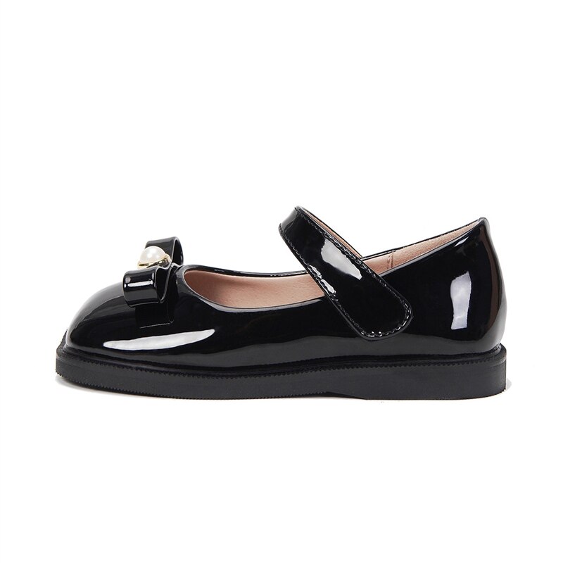 College Style Black Performance Leather Shoes Children Girls Dance Party Baby Student School Dress Shoes Kids 02A