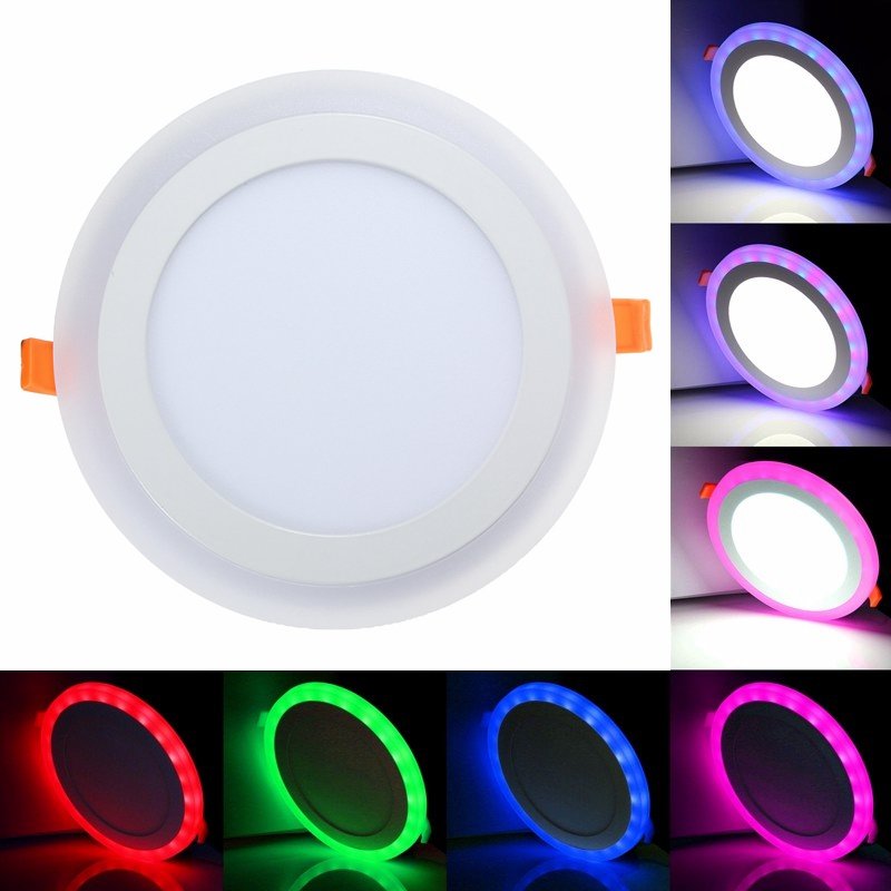 Fabrikshvid + rgb led panellys og fjernbetjening 6w/9w/16w/24w forsænket led loft downlight akryl panel lam