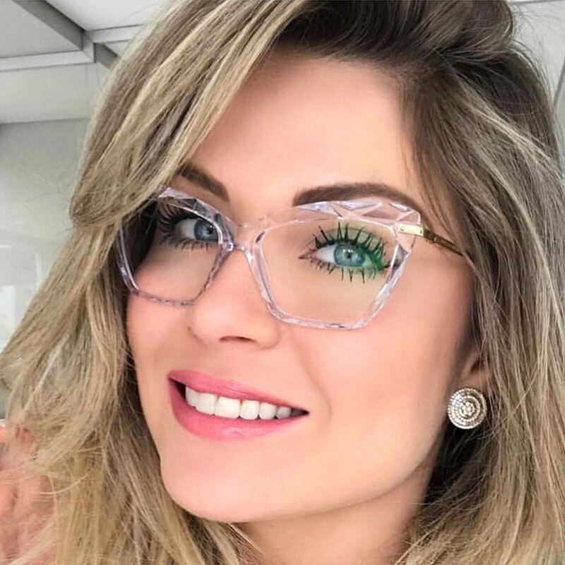 Montura de gafas cuadradas a la para mujer, montura de gafas de luz azul, lentes ópticas de ordenador, monturas transparentes