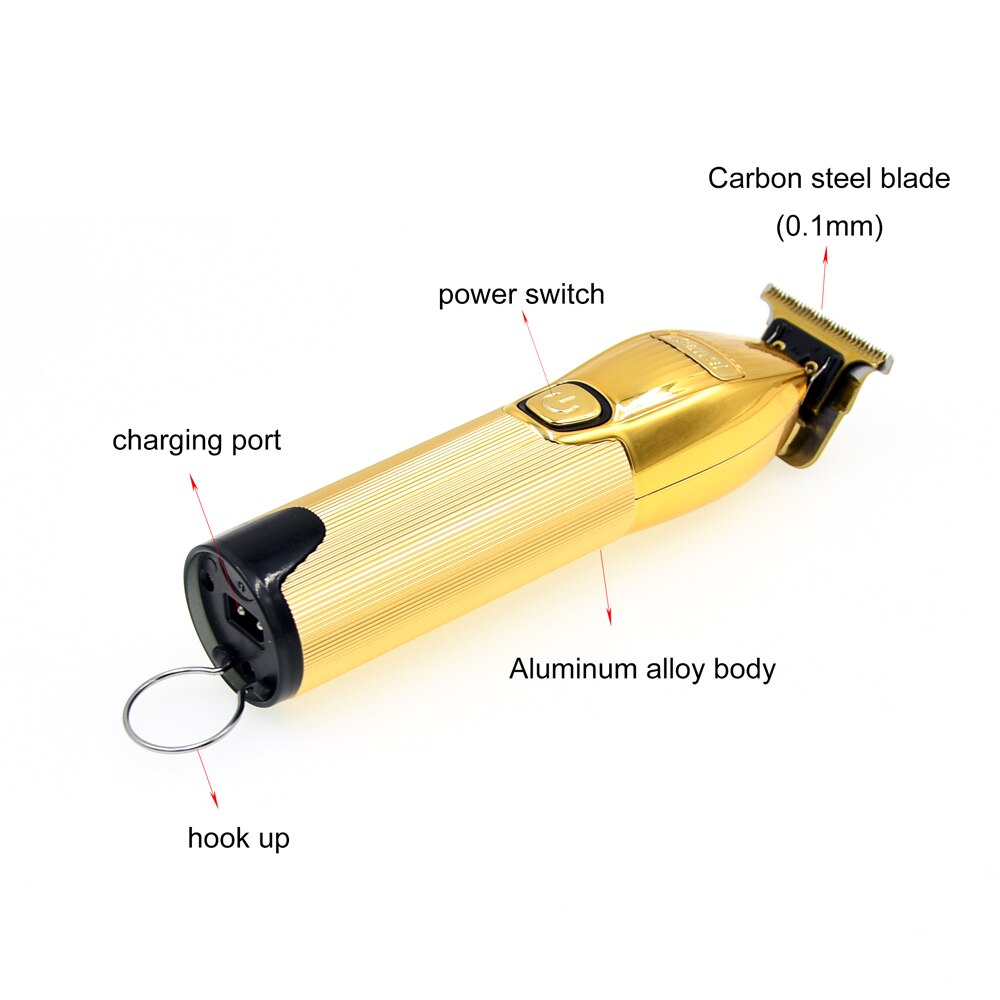Kemei Gold Cordless Electric Clipper 0.1mm T Blade Beard Trimmer LCD Trimmers With Charging Base Hair Cutter