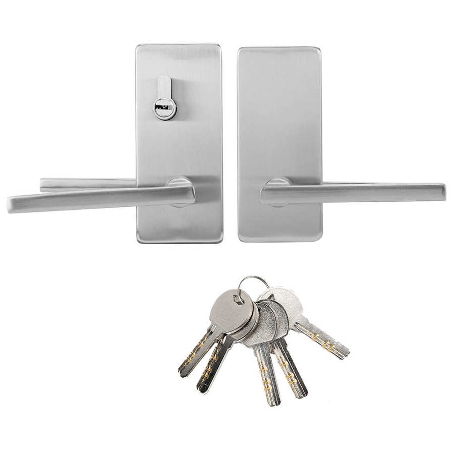 door lock 0.4- 0.6in Double Glass Door Handle Lock Stainless Steel Right Handed Silver deurklink