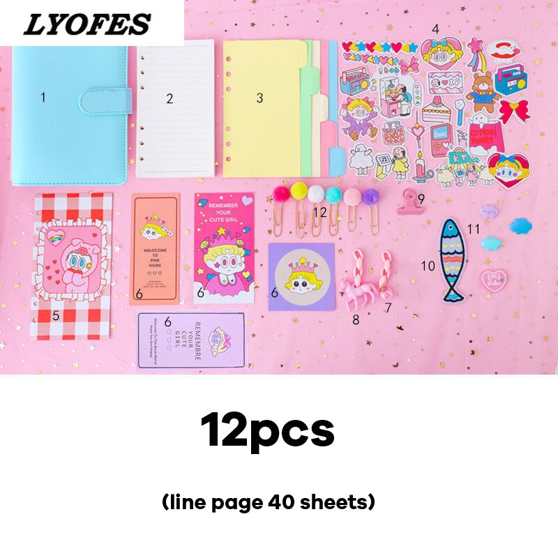 Bullet Lined Journal Sketchbook Pocket Planner Girls Diary Cute Notepads Stationery Notebooks Journals School Office Supplies: Blue 12pcs