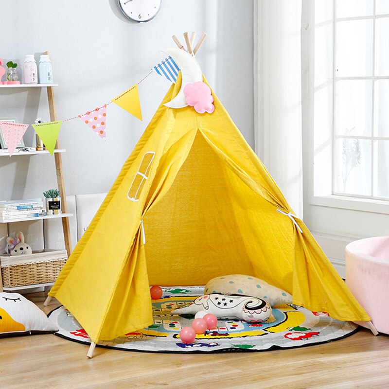 Winter Portable Children's Tent Teepee Tent toys For girls Kids Tipi Play House Wigwam For Children Kids Tents outdoor sports: Yellow only Tent / 1.6m