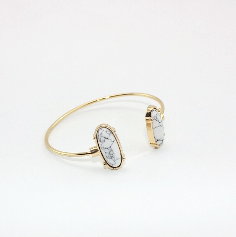 white green stone simple copper bangle personality cute oval cuff bracelets & bangles for women