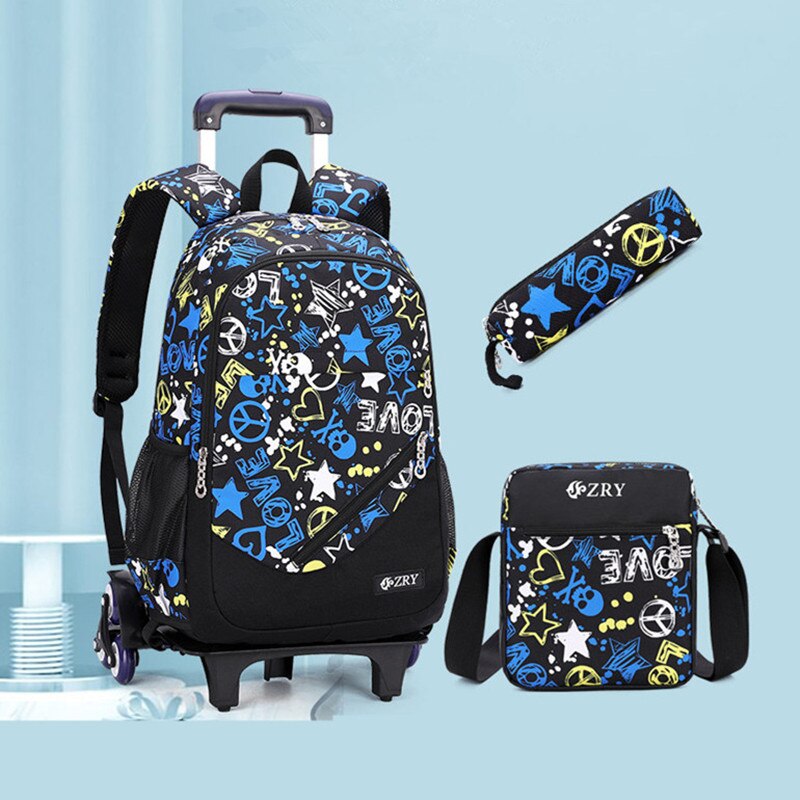 Fengdong Afneembare Trolley School Rugzak Kit Wiel Jongen Bedelen Wielen Schooltassen Voor Jongens Boekentas Traplopen Rolling Rugzak