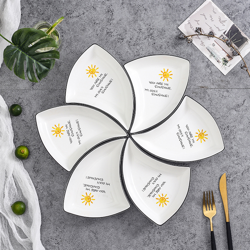 Multifunctionele keramiek Fruitschaal dessert Dessert Dienblad Plaat Snack Schotel 6 Compartimenten Creatieve Home Decoratie trinket dish: B