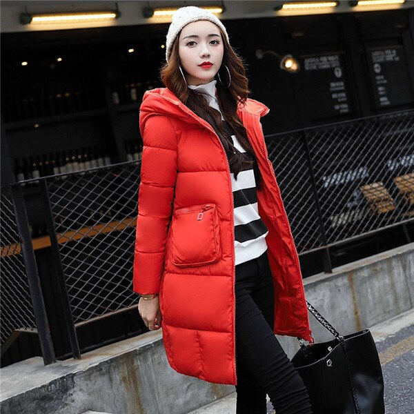 Parkas Style Korean Womens Winter Coat Hooded Cotton Long Female Jacket Slim Warm Student Padded Parka Mujer WXF212: orange / XXL