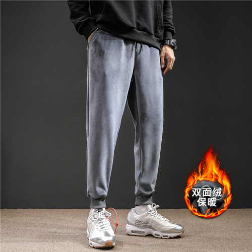 Winter Warm Fleece Jogging Broek Mannen Casual Slim Fit Broek Dikker Lam Fluwelen Joggingbroek Mannelijke Streetwear: Grijs / XXXL