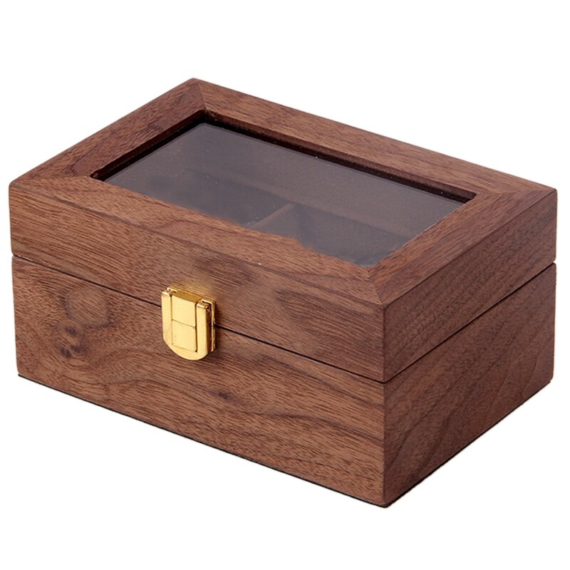 3 Slots Wooden Watch Display Case, Glass Topped Wooden Watch Display Case Watch Jewelry Organizer