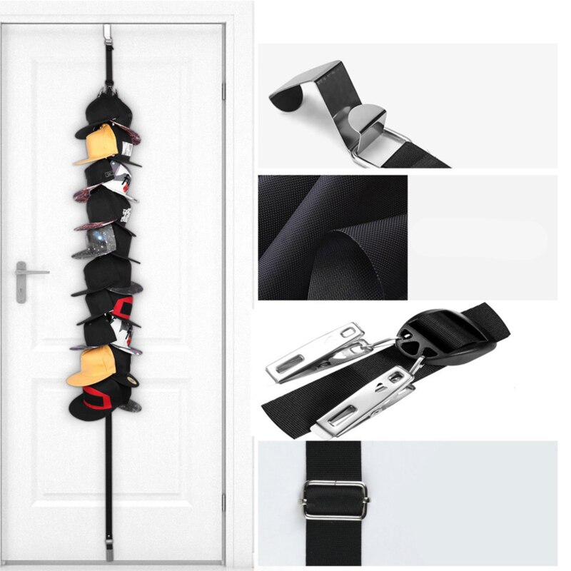 Door Back Coat Hook Frame Free Nail Lanyard Hanger Clip Hanger Frame Hat Door Without Trace Adjustable Storage Hook