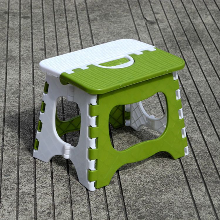 Plast foldeskammel fortykker bærbar udendørs husholdning børn moderne enkel stil 2 farver plastik møbelstole: Grøn lille