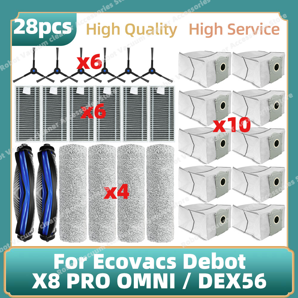 Compatibel Voor Ecovacs Deebot X8 PRO OMNI/DEX56 Accessoires Belangrijkste Zijborstel Mop Doek Stofzak Vervangende Onderdelen: Clear